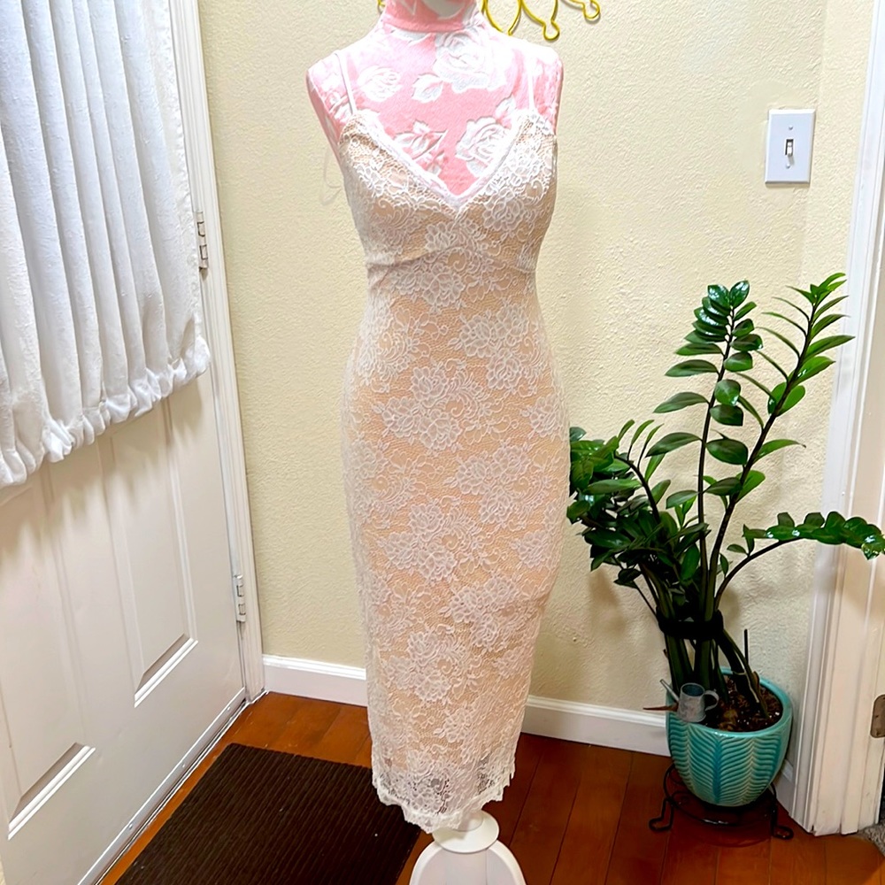 White dress with slit in front